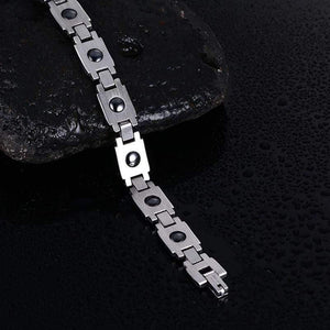 Planet Gates Men's Slivertone Magnet Tai Chi Hematite Bracelets Stainless Steel Magnetic Bio Energy Therapy Male Wristands Accessories