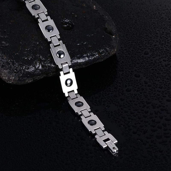 Planet Gates Men's Slivertone Magnet Tai Chi Hematite Bracelets Stainless Steel Magnetic Bio Energy Therapy Male Wristands Accessories