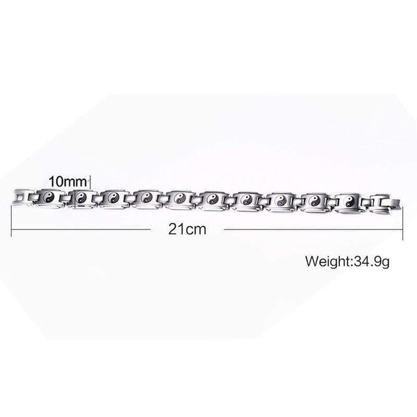 Planet Gates Men's Slivertone Magnet Tai Chi Hematite Bracelets Stainless Steel Magnetic Bio Energy Therapy Male Wristands Accessories