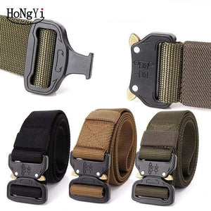 Men's Tactics Belt Design Steel Buckle Belt Man Quality Canvas Elastic Belts Waistband Casual Men