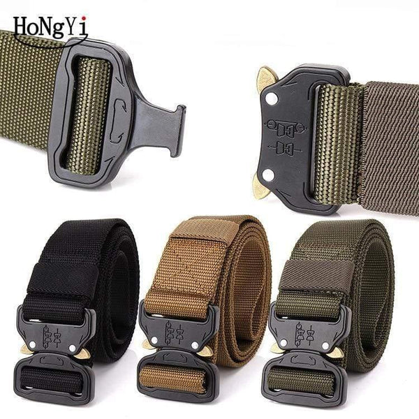Men's Tactics Belt Design Steel Buckle Belt Man Quality Canvas Elastic Belts Waistband Casual Men
