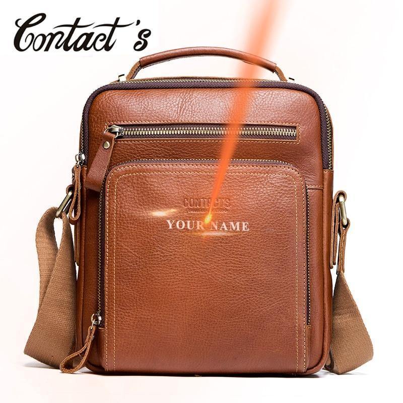 Planet Gates Men's Travel Bag Casual Men Messenger Bags High Quality Brand Genuine Leather Crossbody Bags For Mini Laptop