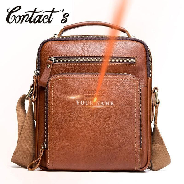 Planet Gates Men's Travel Bag Casual Men Messenger Bags High Quality Brand Genuine Leather Crossbody Bags For Mini Laptop