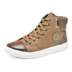 Planet Gates Men's Vulcanize Shoes Lace-up Men Casual Shoes Fashion High Top Men High Pipe Retro Comfortable Men's Flat Shoes TR642863