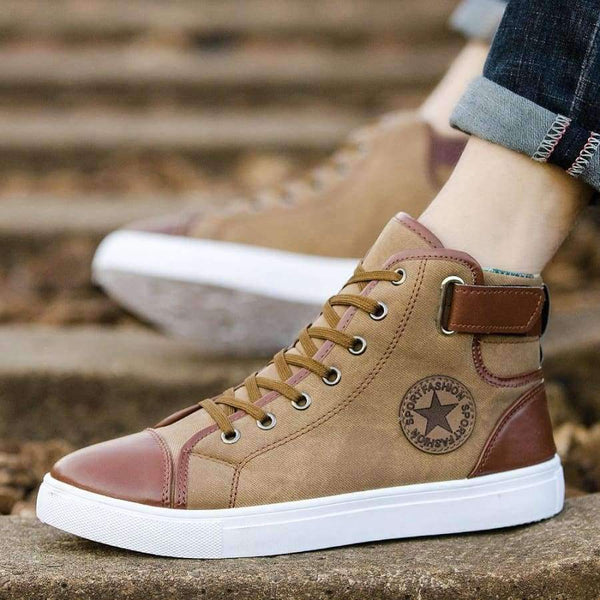 Planet Gates Men's Vulcanize Shoes Lace-up Men Casual Shoes Fashion High Top Men High Pipe Retro Comfortable Men's Flat Shoes TR642863