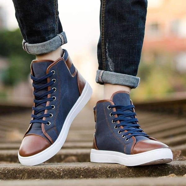 Planet Gates Men's Vulcanize Shoes Lace-up Men Casual Shoes Fashion High Top Men High Pipe Retro Comfortable Men's Flat Shoes TR642863