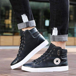 Planet Gates Men's Vulcanize Shoes Lace-up Men Casual Shoes Fashion High Top Men High Pipe Retro Comfortable Men's Flat Shoes TR642863