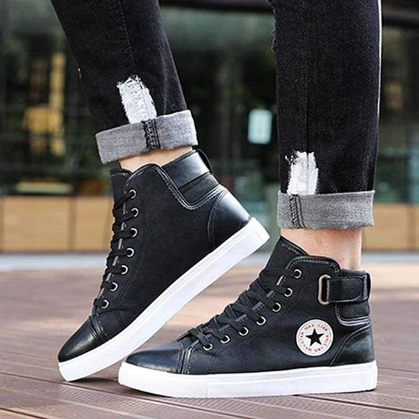 Planet Gates Men's Vulcanize Shoes Lace-up Men Casual Shoes Fashion High Top Men High Pipe Retro Comfortable Men's Flat Shoes TR642863