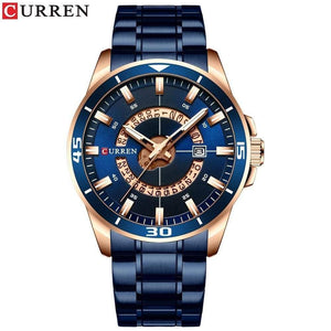 Planet Gates Men's Watch Blue Dial Stainless Steel Water Resistant Man Watches Luxury Business Analog Quartz Mens Watches Fashion