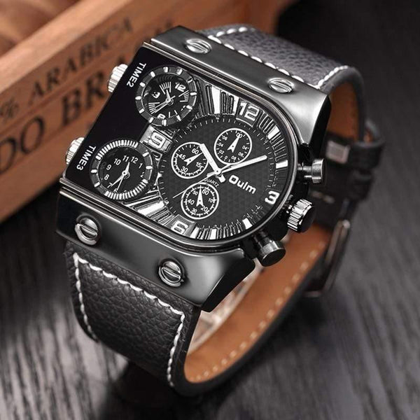 Planet Gates Men's Watches Mens Quartz Casual Leather Strap Wristwatch Sports Man Multi-Time Zone Military Male Watch Clock relogios