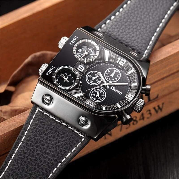 Planet Gates Men's Watches Mens Quartz Casual Leather Strap Wristwatch Sports Man Multi-Time Zone Military Male Watch Clock relogios