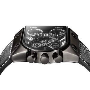 Planet Gates Men's Watches Mens Quartz Casual Leather Strap Wristwatch Sports Man Multi-Time Zone Military Male Watch Clock relogios