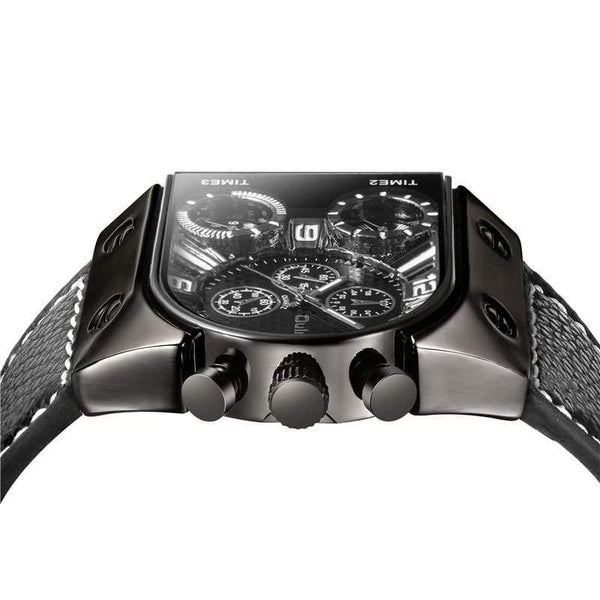 Planet Gates Men's Watches Mens Quartz Casual Leather Strap Wristwatch Sports Man Multi-Time Zone Military Male Watch Clock relogios