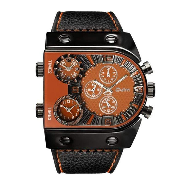 Planet Gates Men's Watches Mens Quartz Casual Leather Strap Wristwatch Sports Man Multi-Time Zone Military Male Watch Clock relogios