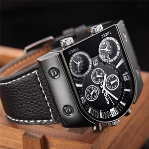 Planet Gates Men's Watches Mens Quartz Casual Leather Strap Wristwatch Sports Man Multi-Time Zone Military Male Watch Clock relogios