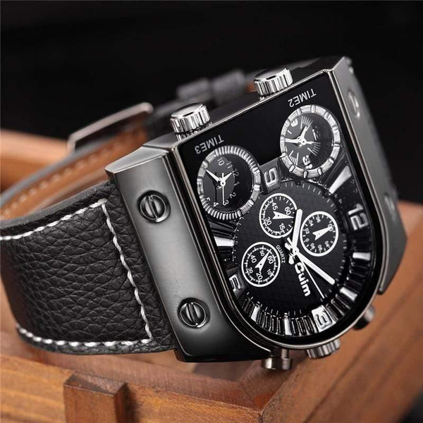 Planet Gates Men's Watches Mens Quartz Casual Leather Strap Wristwatch Sports Man Multi-Time Zone Military Male Watch Clock relogios