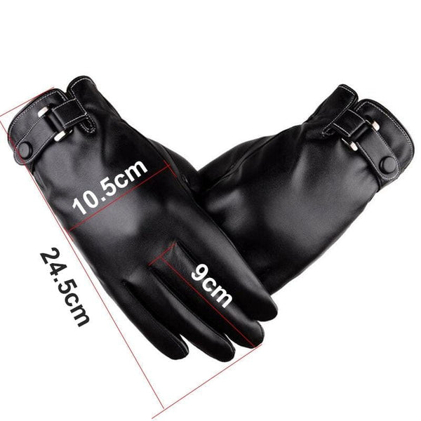 Planet Gates Men's Winter Warm Fashion Waterproof Gloves Men Faux Leather Driving Gloves Thin Leather Gloves for Touch Screen Brown Guantes