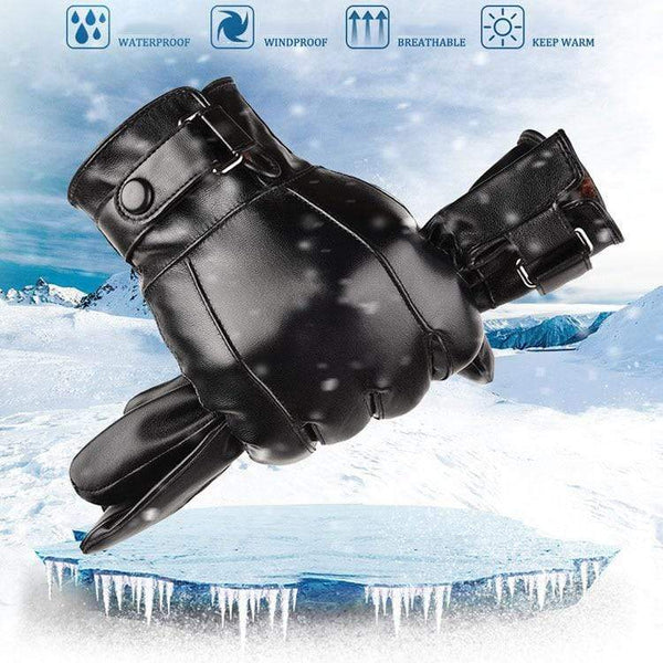 Planet Gates Men's Winter Warm Fashion Waterproof Gloves Men Faux Leather Driving Gloves Thin Leather Gloves for Touch Screen Brown Guantes