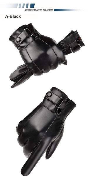 Planet Gates Men's Winter Warm Fashion Waterproof Gloves Men Faux Leather Driving Gloves Thin Leather Gloves for Touch Screen Brown Guantes