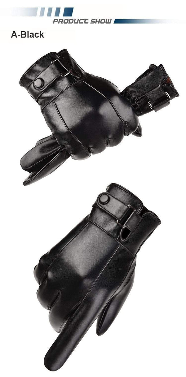 Planet Gates Men's Winter Warm Fashion Waterproof Gloves Men Faux Leather Driving Gloves Thin Leather Gloves for Touch Screen Brown Guantes