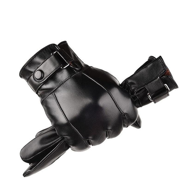 Planet Gates Men's Winter Warm Fashion Waterproof Gloves Men Faux Leather Driving Gloves Thin Leather Gloves for Touch Screen Brown Guantes