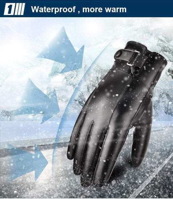 Planet Gates Men's Winter Warm Fashion Waterproof Gloves Men Faux Leather Driving Gloves Thin Leather Gloves for Touch Screen Brown Guantes