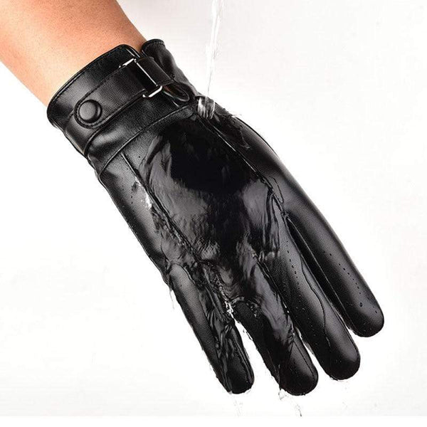 Planet Gates Men's Winter Warm Fashion Waterproof Gloves Men Faux Leather Driving Gloves Thin Leather Gloves for Touch Screen Brown Guantes