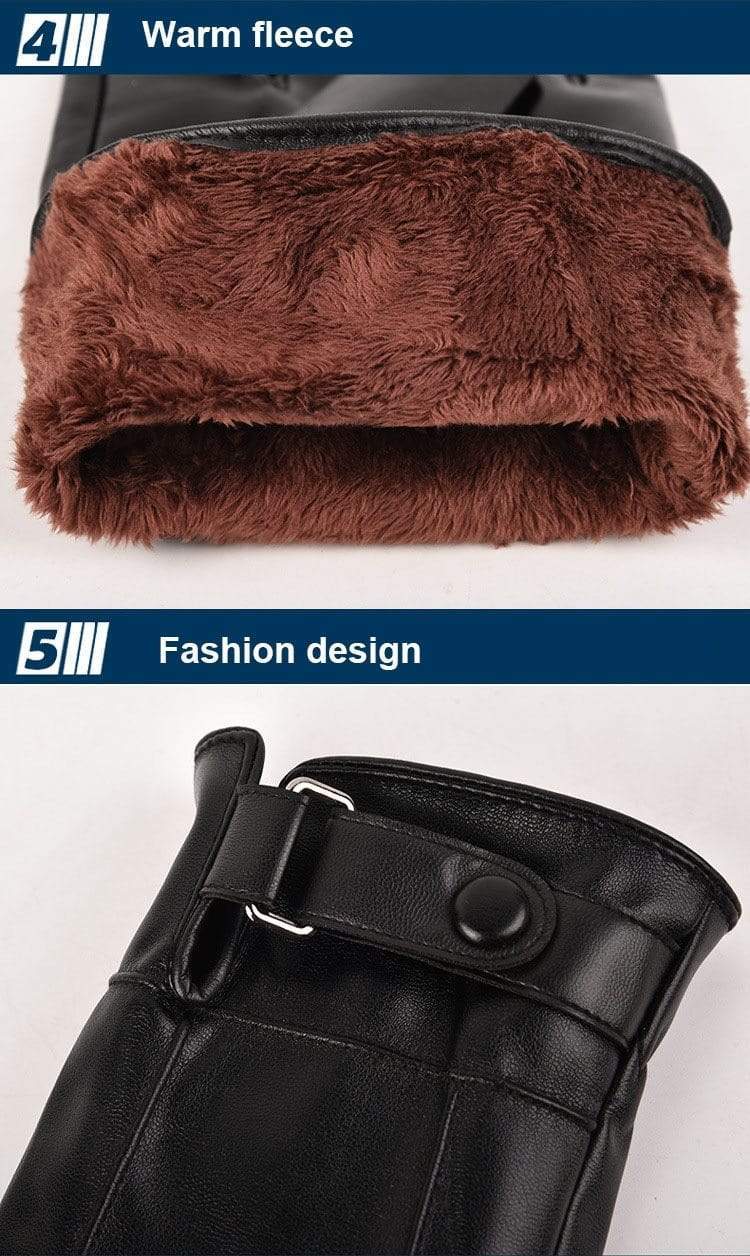 Planet Gates Men's Winter Warm Fashion Waterproof Gloves Men Faux Leather Driving Gloves Thin Leather Gloves for Touch Screen Brown Guantes