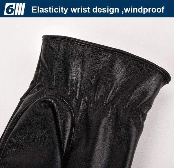 Planet Gates Men's Winter Warm Fashion Waterproof Gloves Men Faux Leather Driving Gloves Thin Leather Gloves for Touch Screen Brown Guantes