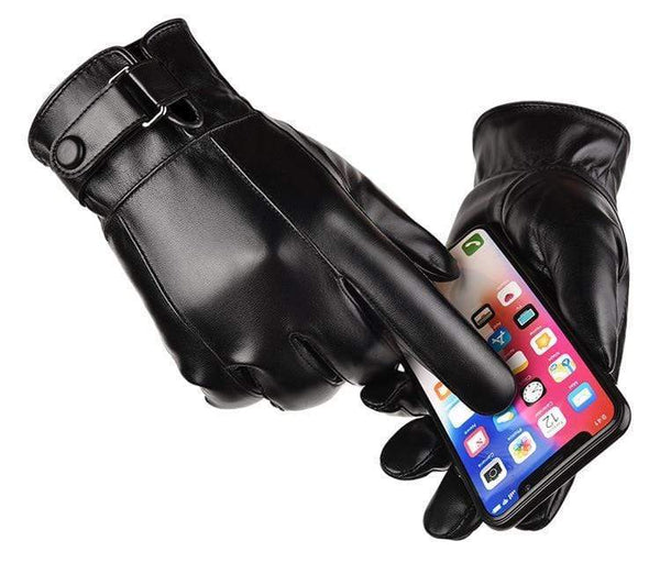 Planet Gates Men's Winter Warm Fashion Waterproof Gloves Men Faux Leather Driving Gloves Thin Leather Gloves for Touch Screen Brown Guantes