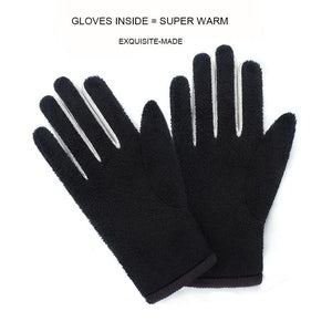 Planet Gates Men's Winter Warm Fashion Waterproof Gloves Men Faux Leather Driving Gloves Thin Leather Gloves for Touch Screen Brown Guantes