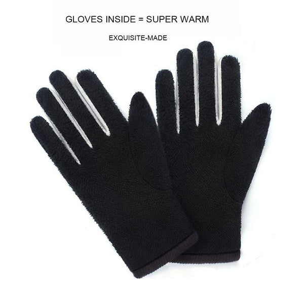 Planet Gates Men's Winter Warm Fashion Waterproof Gloves Men Faux Leather Driving Gloves Thin Leather Gloves for Touch Screen Brown Guantes