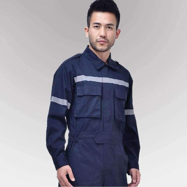 Planet Gates Men's Work clothing Reflective Strip Coveralls Working Overalls Windproof Road Safety Uniform Workwear Maritime Clothing