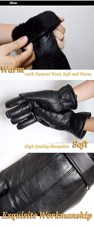 Planet Gates Men sheepskin gloves genuine leather glove for men winter Outdoor warm fur thickening thermal patchwork gloves