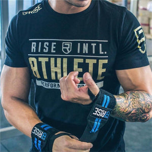 Men Short Sleeve Cotton T-shirt Casual Fashion Print Slim T Shirt Male Joggers Gyms Fitness Bodybuilding Workout Brand Tees Tops