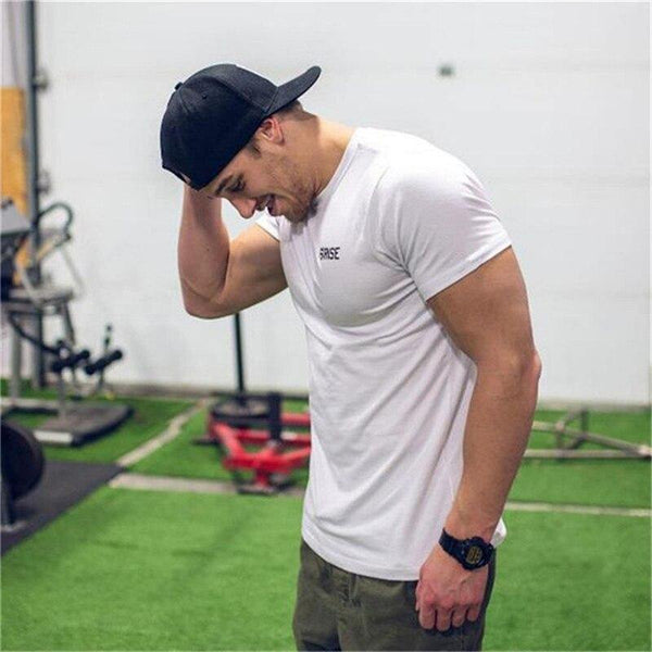 Men Short Sleeve Cotton T-shirt  New Casual Black Solid Slim T Shirt Male Jogger Gyms Fitness Bodybuilding Workout Tees Tops