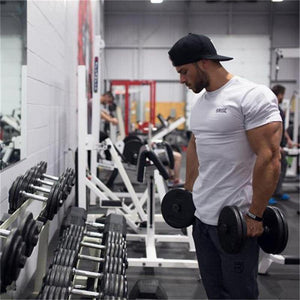 Men Short Sleeve Cotton T-shirt  New Casual Black Solid Slim T Shirt Male Jogger Gyms Fitness Bodybuilding Workout Tees Tops