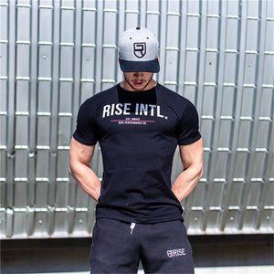 Men Short Sleeve Cotton T-shirt  New Casual Fashion Slim Print T Shirt Male Jogger Gyms Fitness Tees Man Summer Style Tops