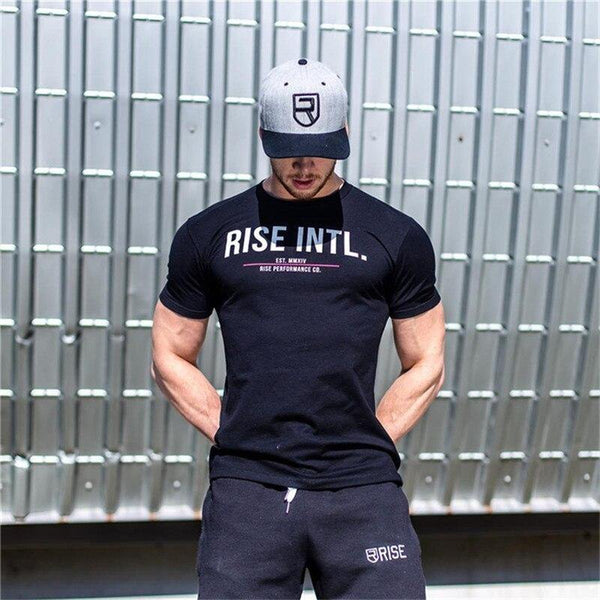 Men Short Sleeve Cotton T-shirt  New Casual Fashion Slim Print T Shirt Male Jogger Gyms Fitness Tees Man Summer Style Tops