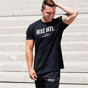 Men Short Sleeve Cotton T-shirt  New Casual Fashion Slim Print T Shirt Male Jogger Gyms Fitness Tees Man Summer Style Tops
