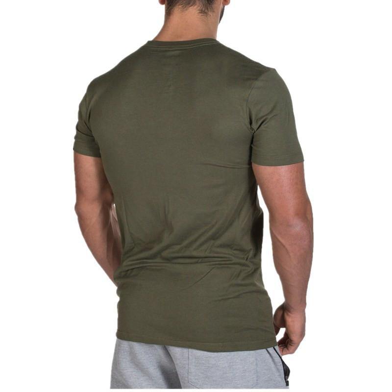Men Short Sleeve Cotton T-shirt  New Casual Slim Print T Shirt Male Jogger Gyms Fitness Bodybuilding Tees Summer Style Tops