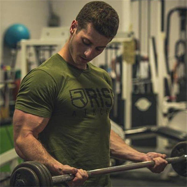 Men Short Sleeve Cotton T-shirt  New Casual Slim Print T Shirt Male Jogger Gyms Fitness Bodybuilding Tees Summer Style Tops