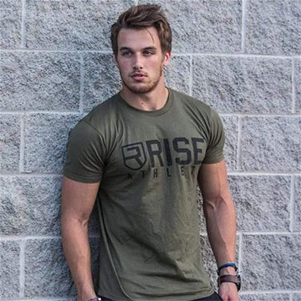 Men Short Sleeve Cotton T-shirt  New Casual Slim Print T Shirt Male Jogger Gyms Fitness Bodybuilding Tees Summer Style Tops