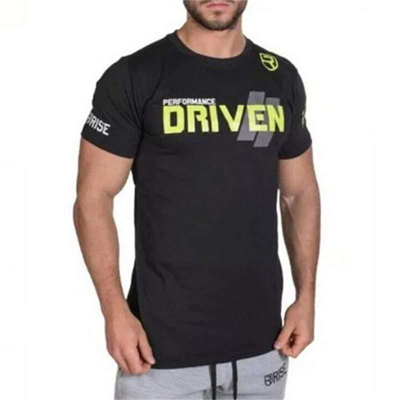 Men Short Sleeve Cotton T-shirt Summer Casual Fashion Slim Print T Shirt Man Jogger Gyms Fitness Workout Tee Tops Brand Clothing