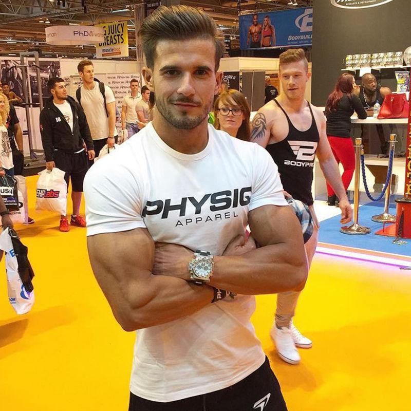 Men Short Sleeve O-Neck T-shirt Gyms Fitness Workout Cotton T Shirt Summer Man Casual Fashion Slim Tees Tops Clothing Costume