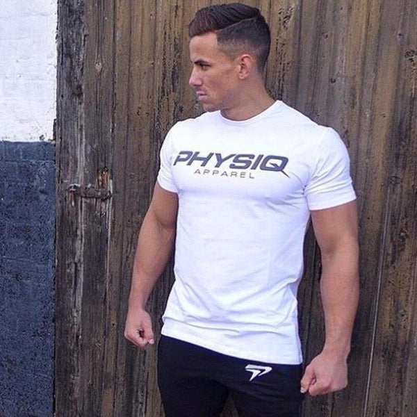 Men Short Sleeve O-Neck T-shirt Gyms Fitness Workout Cotton T Shirt Summer Man Casual Fashion Slim Tees Tops Clothing Costume