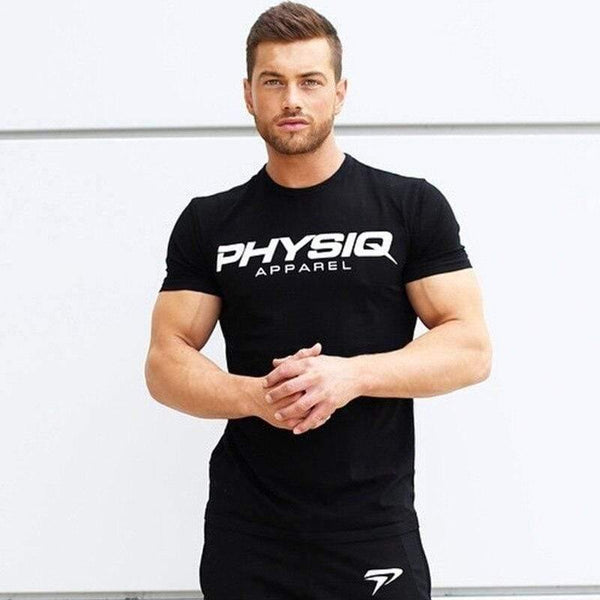Men Short Sleeve O-Neck T-shirt Gyms Fitness Workout Cotton T Shirt Summer Man Casual Fashion Slim Tees Tops Clothing Costume