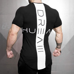 Men Short Sleeve O-Neck T-shirt Summer Casual Fashion Skinny T Shirts Gyms Fitness Workout Tee Tops Crossfit Brand Clothing