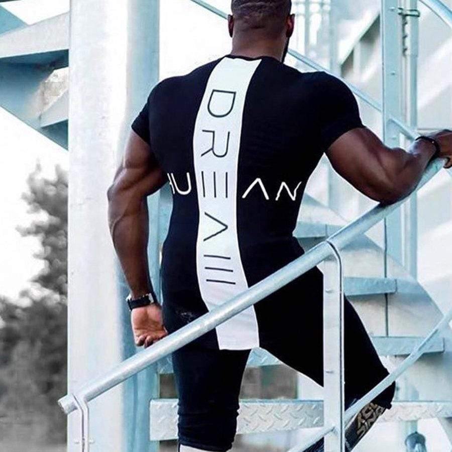 Men Short Sleeve O-Neck T-shirt Summer Casual Fashion Skinny T Shirts Gyms Fitness Workout Tee Tops Crossfit Brand Clothing