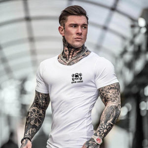 Men Short Sleeve O-Neck T-shirt Summer Casual Fashion Skinny T Shirts Gyms Fitness Workout Tee Tops Crossfit Brand Clothing